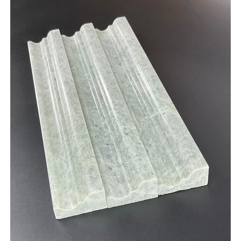 12" L x 1.8" W Marble Chair Rail Tile Trim, Ming Green