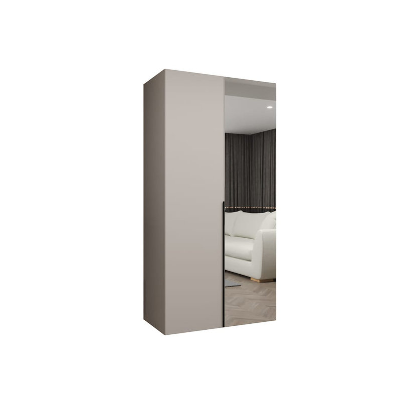 Crisp Hinged Mirrored Door Wardrobe 100cm - Sleek Style & Bright Storage, Oak Artisan