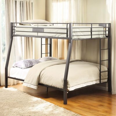 Bunk Bed Sandy Black, Accommodates Full Xl/queen Mattresses, Metal, 330lbs Capacity, Guard Rail Black Metal Finish, Xl/queen, 63" Depth, Build With Enhancements