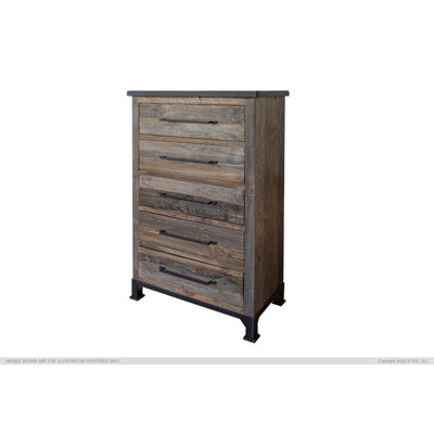 Esmael Solid Wood 35.75'' W 5 - Drawer Dresser