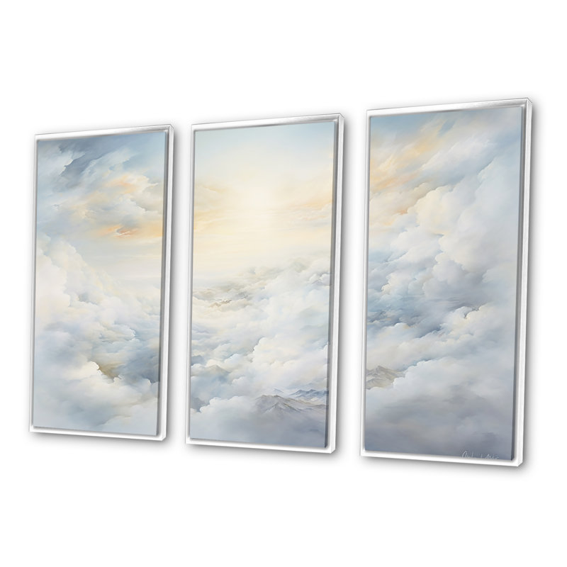 «Clouds Charm In Winter I», ensemble de reproduction d'art mural, H 40 po x l 60 po x P 1 po, Cadre flottant blanc