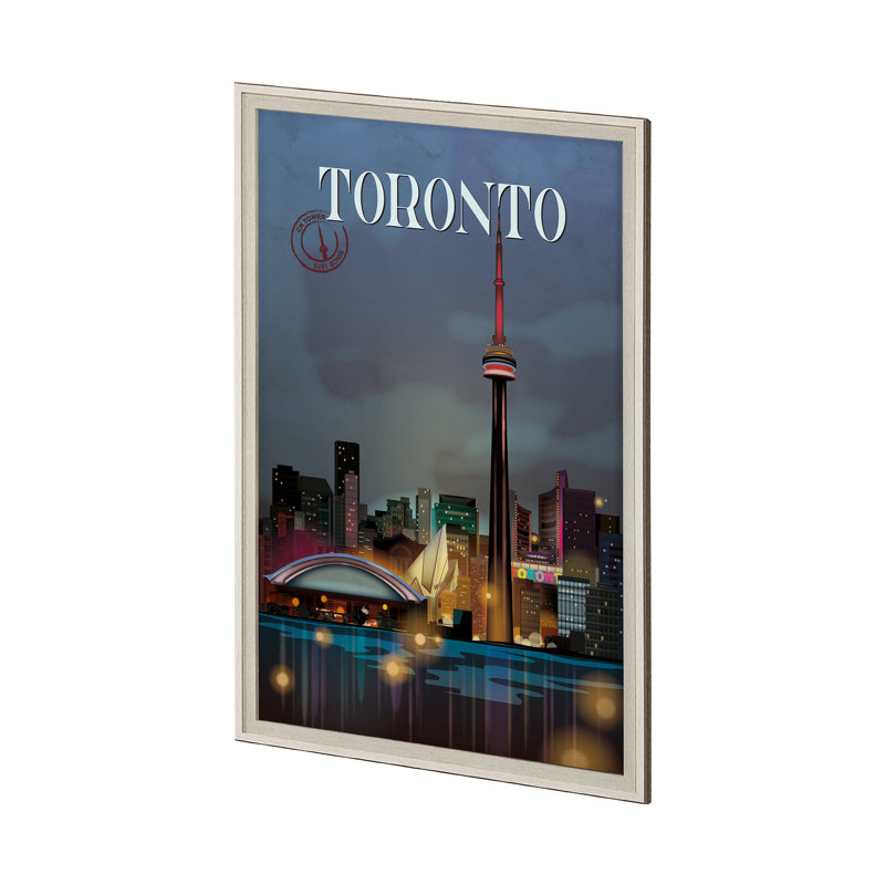 «Toronto Go» par Simone, reproduction d'art encadrée sous verre, H 61,5 po x l 41,5 po x P 1,5 po, Cadre photo brun / noyer