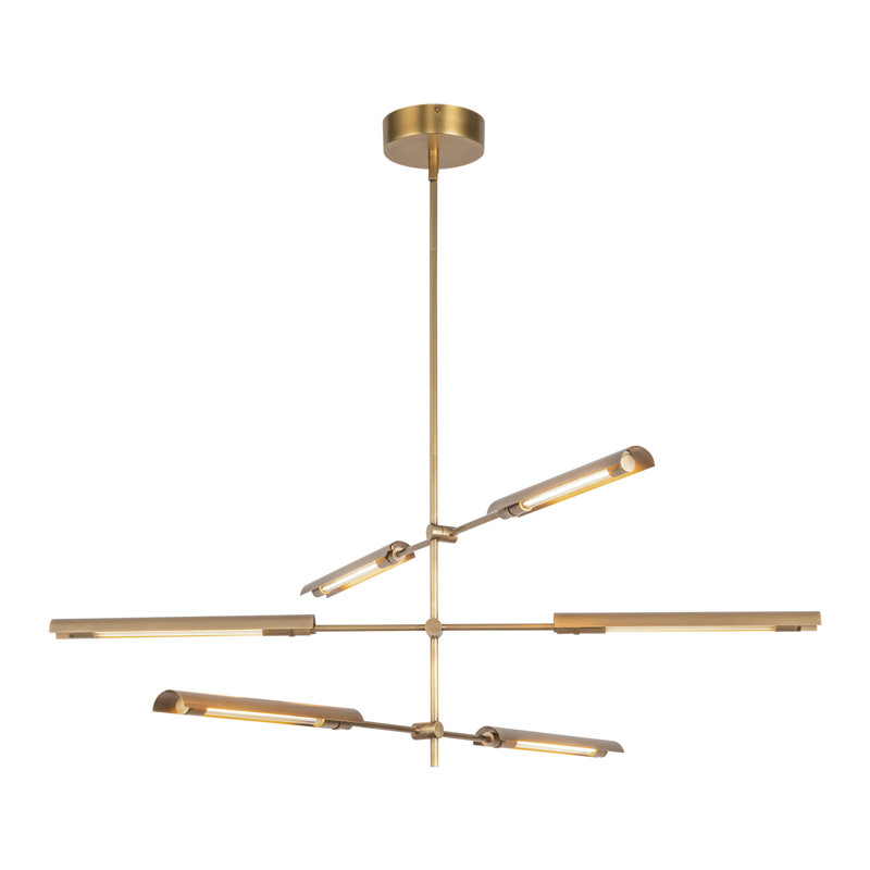 Astrid 6 - Light LED Chandelier, Vintage Brass