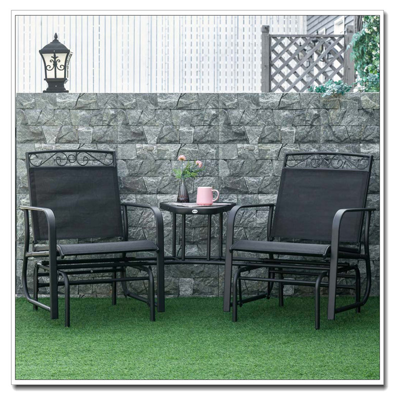 Fauteuils coulissants 2 places avec table basse Outsunny