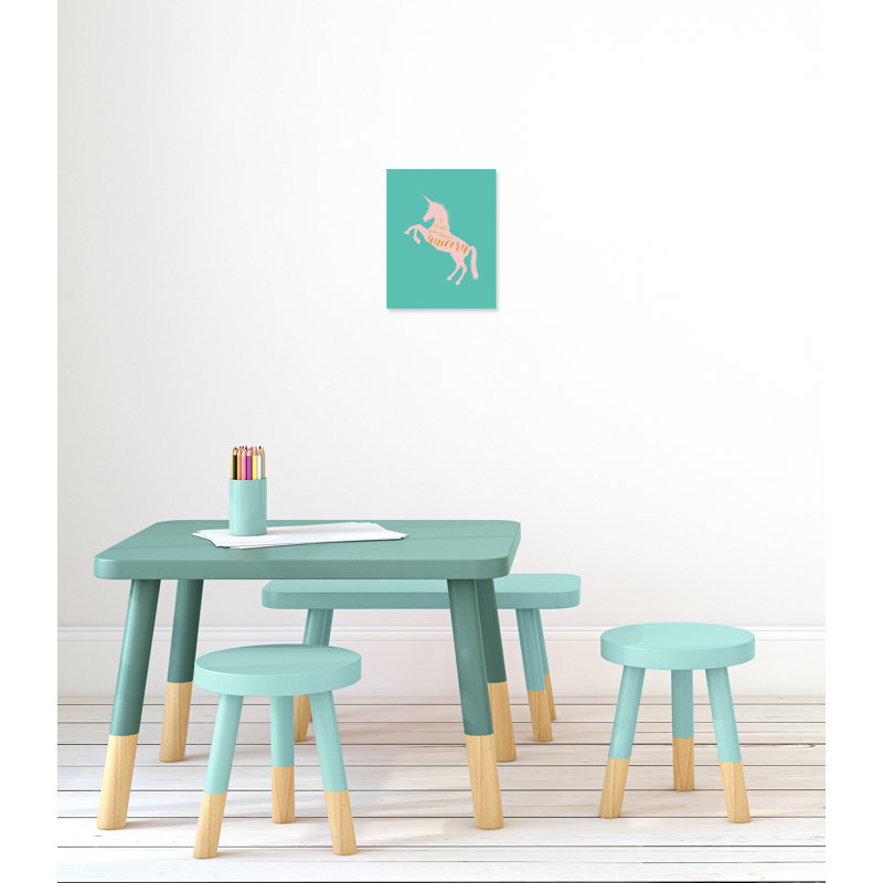 Art inspirant sur toile pour enfants, H 14 po x l 11 po x P 1,5 po, Sarcelle