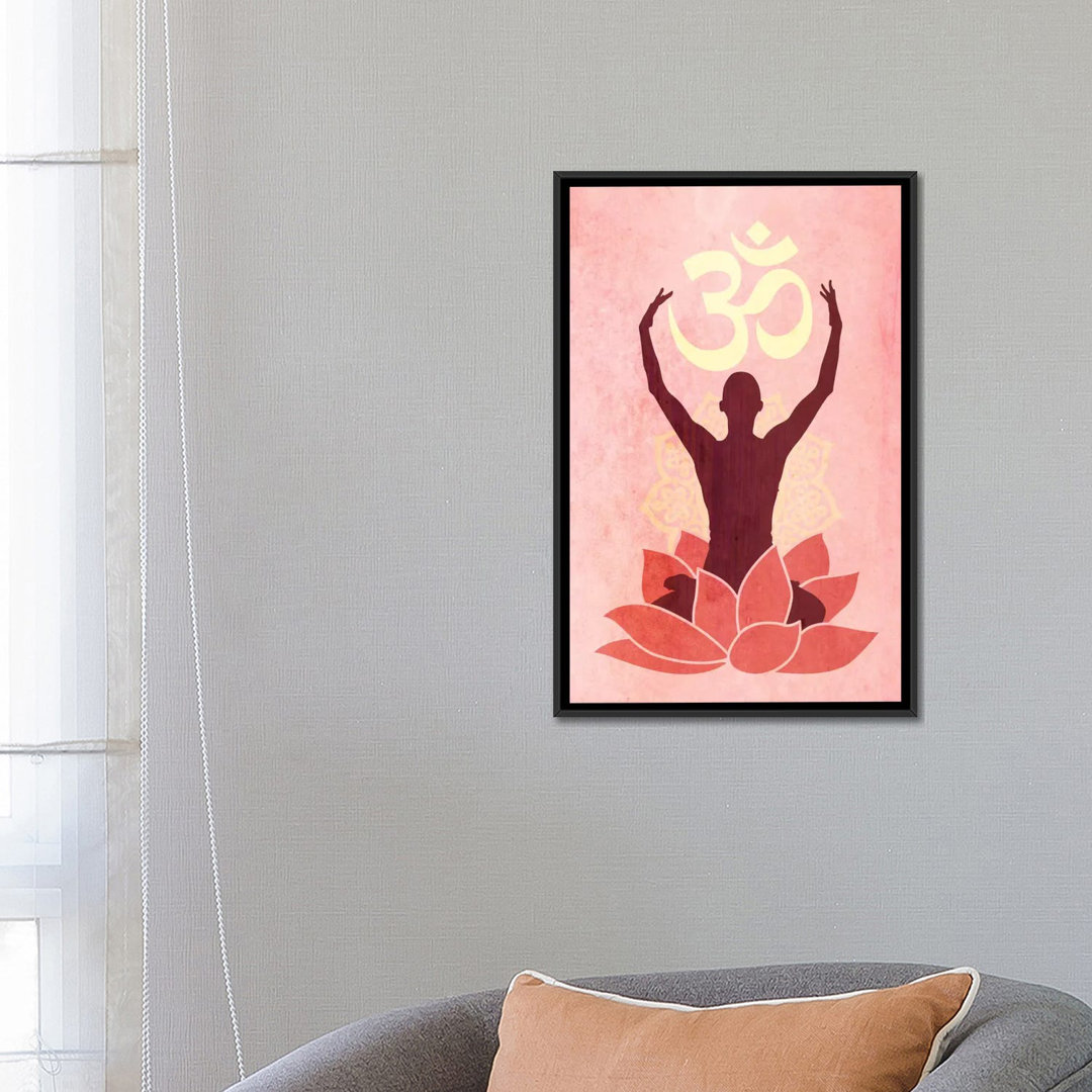 'OM Lotus Flower' Graphic Art Print on Canvas in Pink iCanvas Mat 