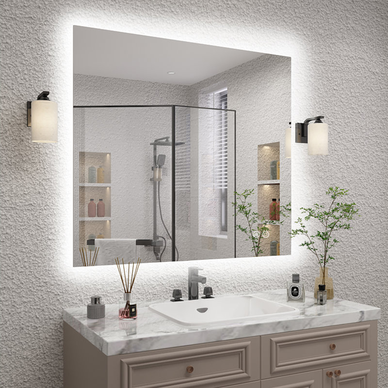 Molly Frameless Anti-Fog 3 Colors Dimmable LED Backlit Wall Bathroom Vanity Mirror, 36" x 40"