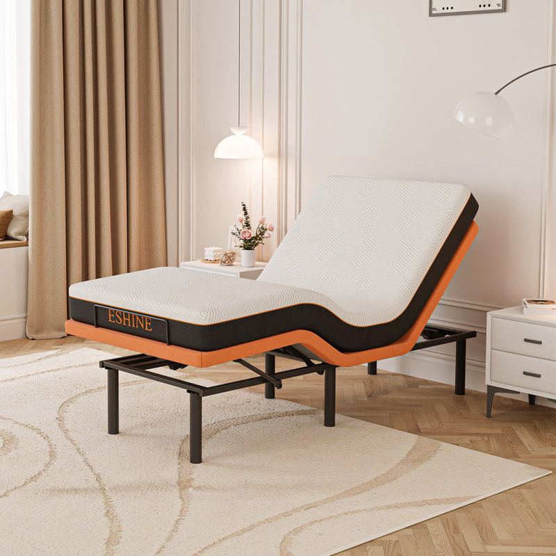 Lit réglable avec matelas en mousse à mémoire de forme de 8 po, massage, télécommande sans fil, contrôle des applications, gravité zéro, éclairage sous le lit, ports USB et de type C des deux côtés