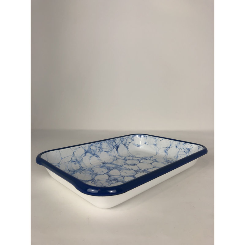 Ivy Bronx Brogel Platter, 4cm H x 26cm W x 18cm D, White/Blue