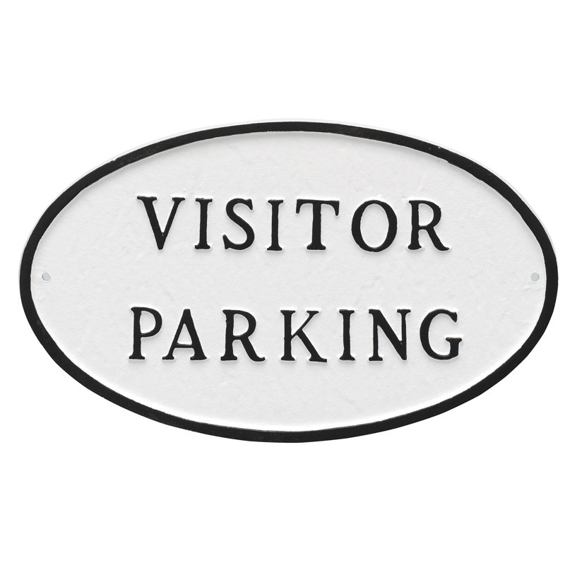 Plaque de jardin de l’état du parking visiteur, Blanc / Noir, H 8,5 po x l 13 po x P 0,25 po