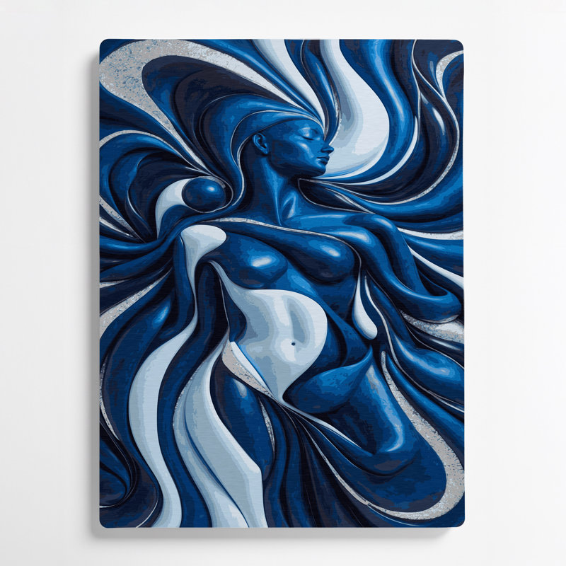 Art mural abstrait en métal bleu figuratif abstrait 12