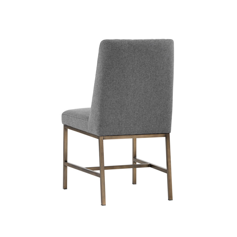 5West Upholstered Dining Chair, Dark Gray Performance Basketweave