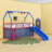 Metal House Twin Loft Bed With Slide, Curtain Set, Guardrails And Ladder-1516796782