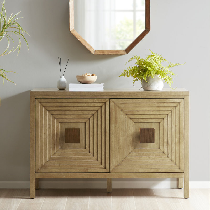 Paige 47.5" Geometric 2-Door Wood Storage Cabinet With Adjustable Shelves