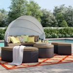 Convene Wicker Rattan Outdoor Patio Canopy Sectional Daybed