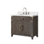 Meuble-lavabo simple en chêne brun 36 po X P 22 po D, plateau en marbre de culture et robinet-117980297