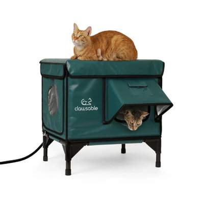 Elevated Insulated Outdoor Cat HouseOpenable Top Design Cat Shelter for Easy Clean, Detachable Foldable Cat House for Stray Cats& Feral Cats,Dark Gre