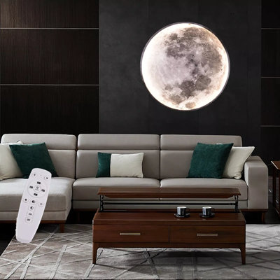  Demario Dimmbar Mond Wandlampe mit Fernbedienung,LED Modern Mond Wandleuchte(80cm)