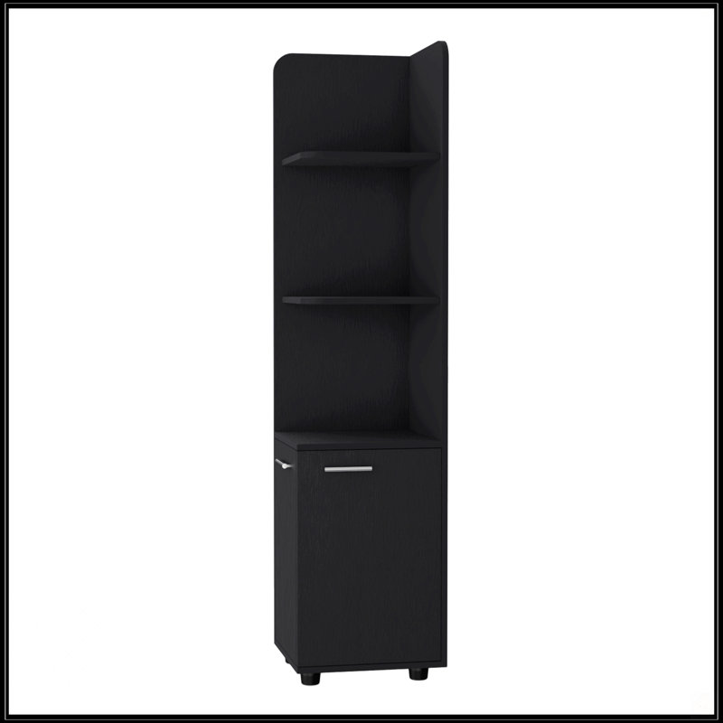 Black 2-Door Cabinet With 3 Corner Shelves