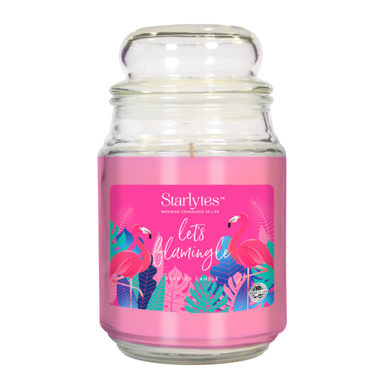 Scented Tumbler Candle with Glass Holder, Lets Flamingle