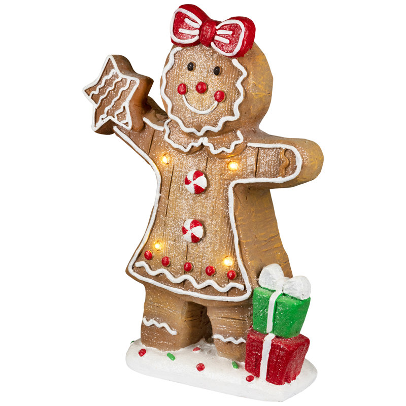 Décoration de Noël lumineuse en forme de biscuit en pain d'épice - 14,5 po