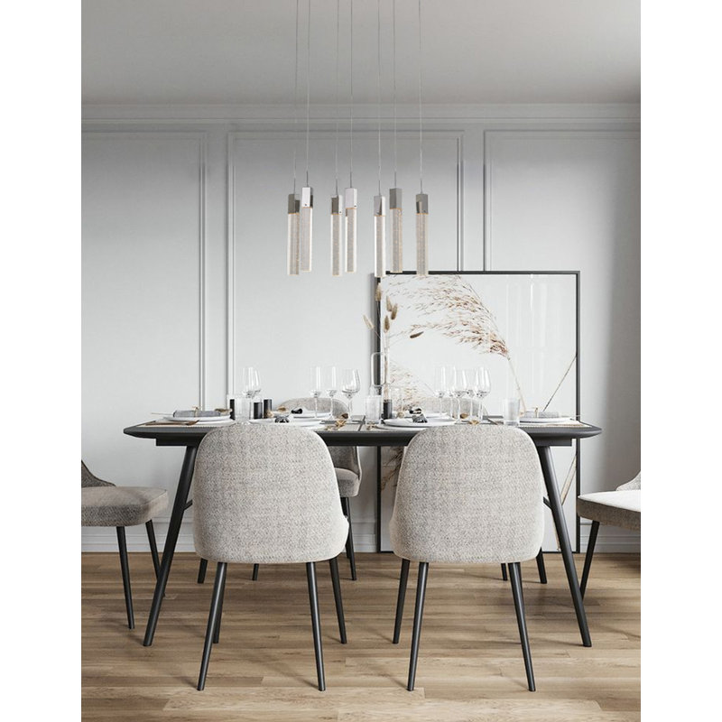 7 - Light Kitchen Island Rectangle Chandelier with Crystal Accents, Chrome