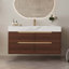 Meuble-lavabo autoportant en pierre frittée de 35,4 po avec lavabo encastré, rangement multicouche 4 tiroirs, fixation murale