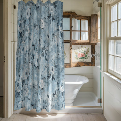 Rideau de douche 1 pièce Blue Vintage Florals