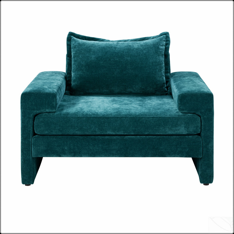 Fauteuil en chenille avec accoudoirs larges, coussin épais et dossier ergonomique pour un confort et un style ultimes, Vert