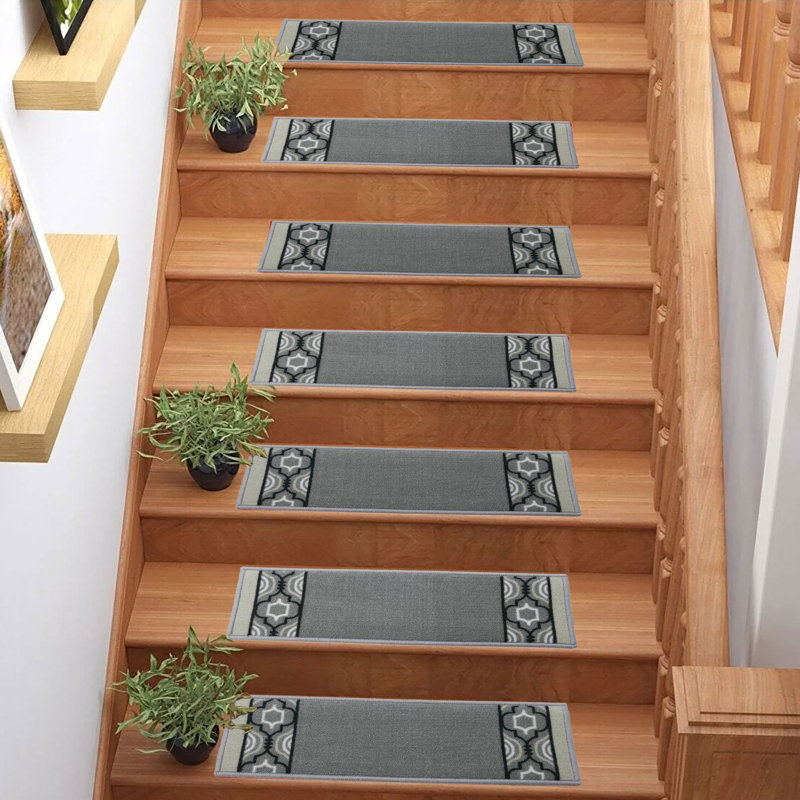 Tapis d'escalier marocain sur mesure, Rectangle 11 po x 3 pi, Gris