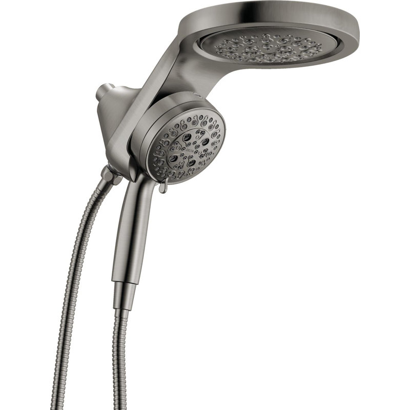 6-Setting HydroRain 2-in-1 Dual Shower Head with ProClean Spray, 2.5 GPM, Lumicoat  Black Stainless