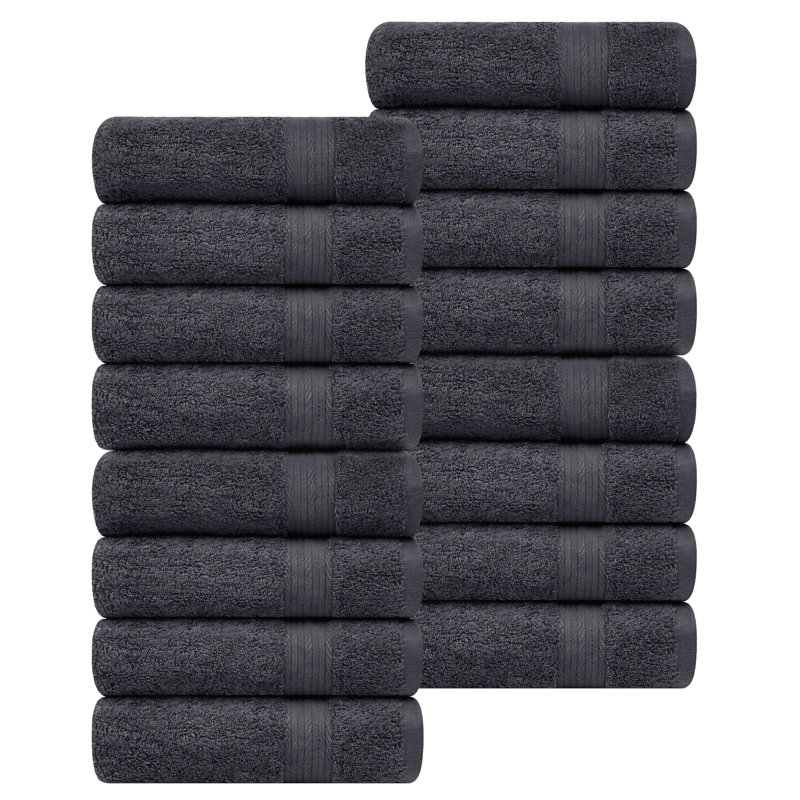 Como Bath Towel Set 100% Cotton Super Soft and Absorbent, Gray, Bath Towels - 16 Pack