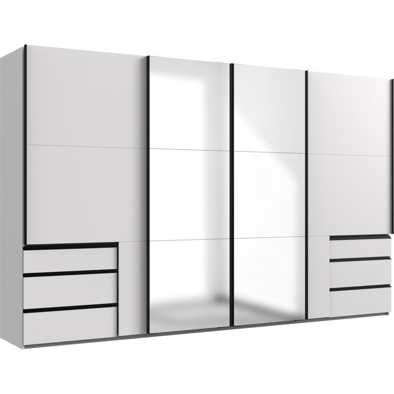 Guardino 4 Door Wardrobe, White, 216cm H x 350cm W x 65cm D