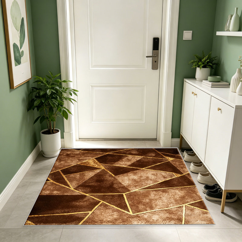 Brown Gold   area rugs for Living Room, Soft and Comfortable, Suitable for all seasons, easy to maintain, machine washable Indoor floor mat, Under Table Farmhouse suitable for Bedroom, Dining Room, Study,  Balcony, Home Decor Patio