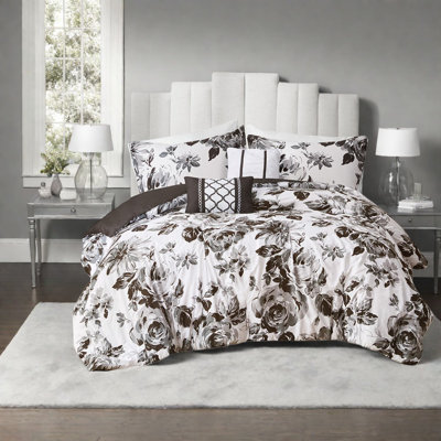 Elegant Floral Bedding Sets, Ultra Soft Polyester Comforter With Decorative Pillows