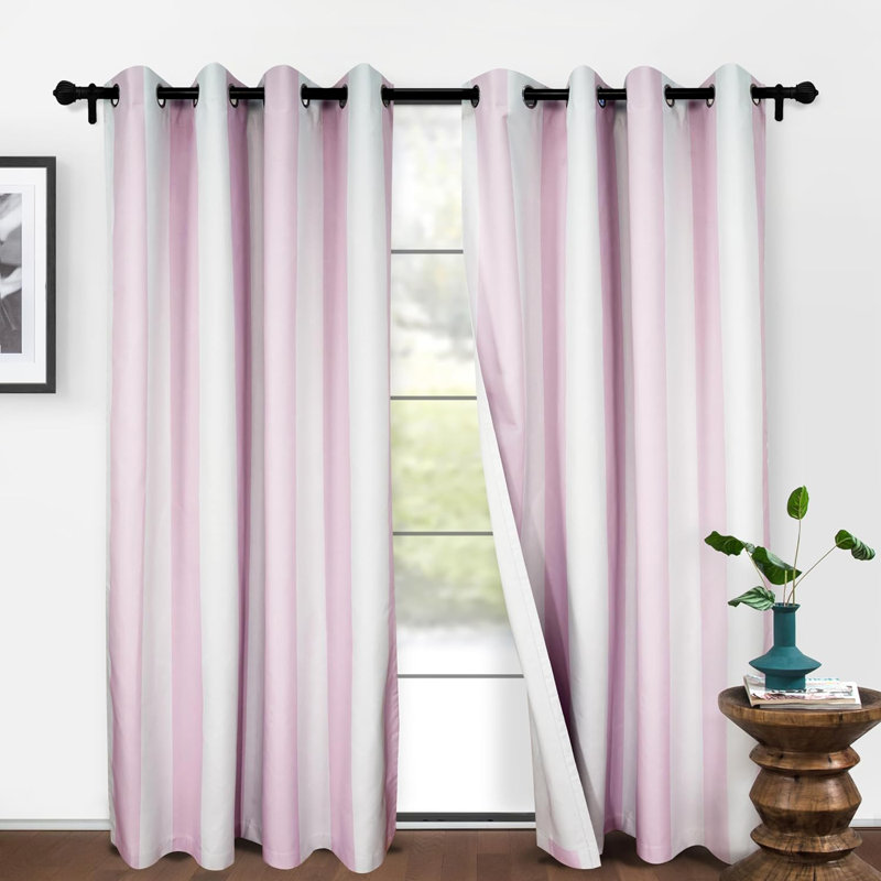 Dorotheia Blackout Curtain Pair, 52" W x 84" L, Pink/Green