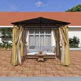 Pavillon de jardin extérieur à toit rigide 10 pi x 10 pi avec toit en polycarbonate
