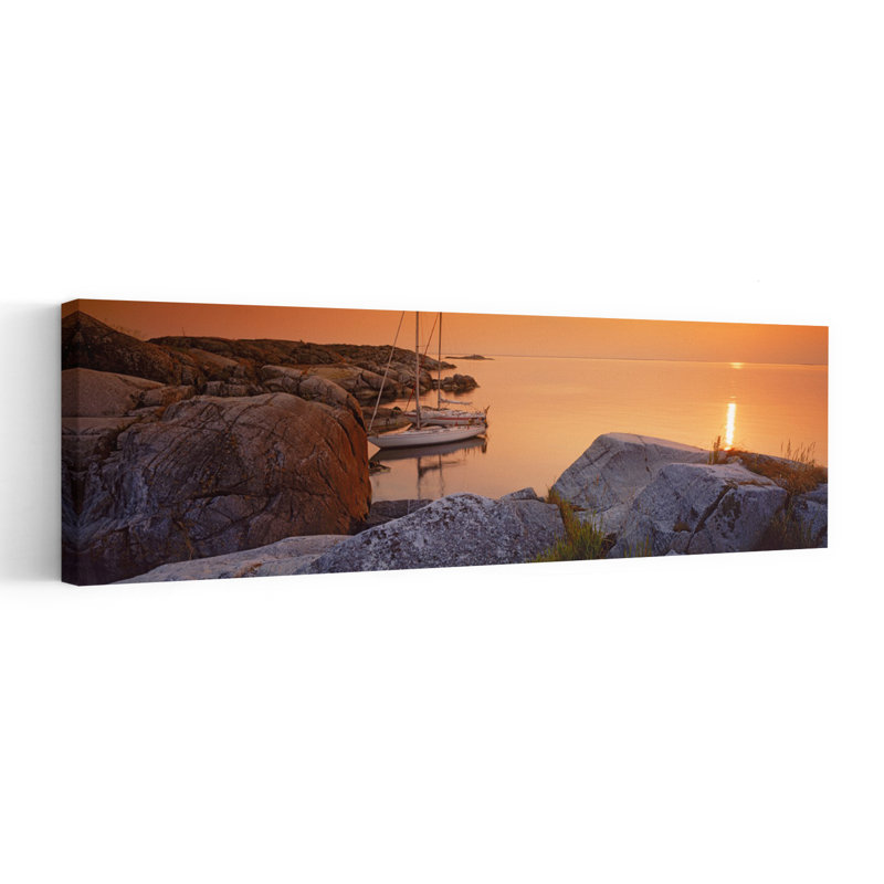 Sailboats On The Coast Lilla Nassa Stockholm Archipelago Sweden by Chad Ehlers - Wrapped Canvas Panoramic Print