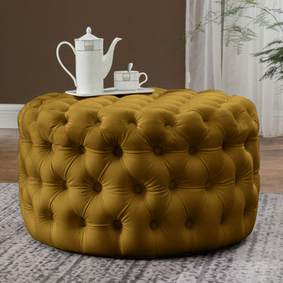 Crookston 75cm Wide Tufted Round Ottoman