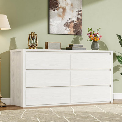 Commode rustique à 6 tiroirs pour chambre à coucher, commode à tiroirs en bois, armoire de rangement sans poignées avec tiroirs