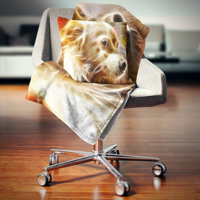 Tête de chien brun brillant - coussin imprimé animal, 16 po x 1 po, Coussin décoratif