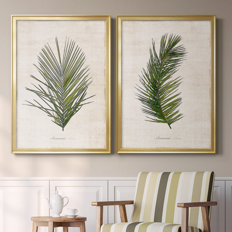 Palm Botanical I - ensemble de 2 photographies sur toile, H 26,5 po x l 73 po, Toile encadrée, Doré