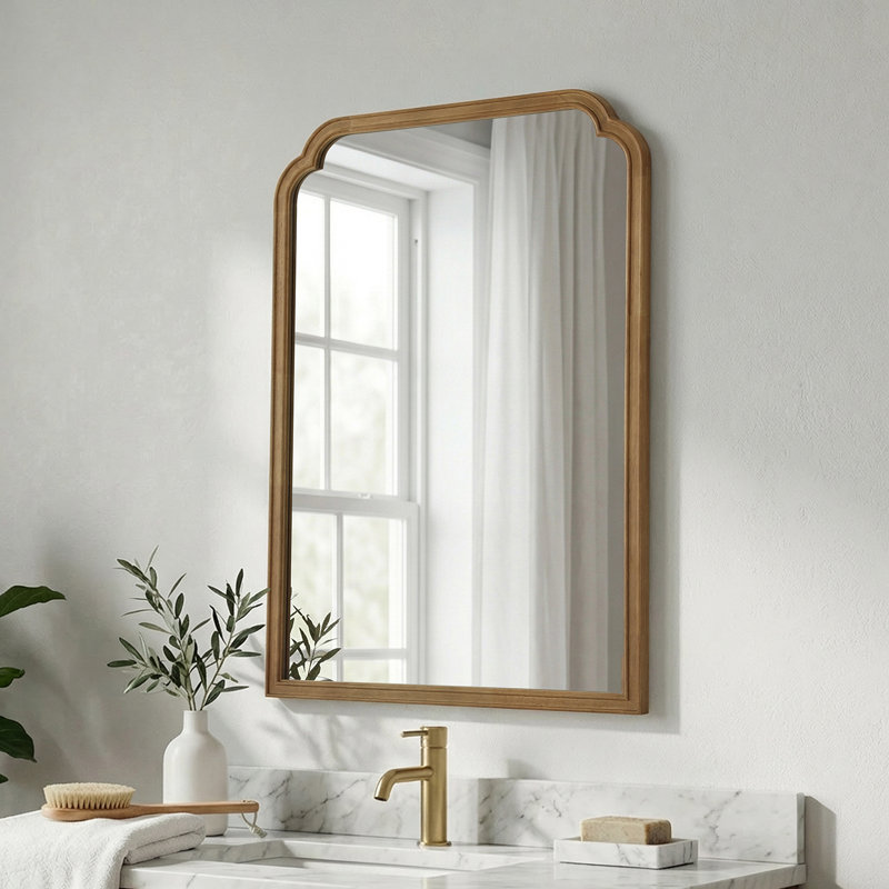 Miroir mural Ancalin, Bois naturel, 40 po x 28 po