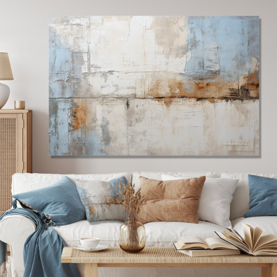 Grey And Blue Tachisme Drift - Tachisme Wall Art
