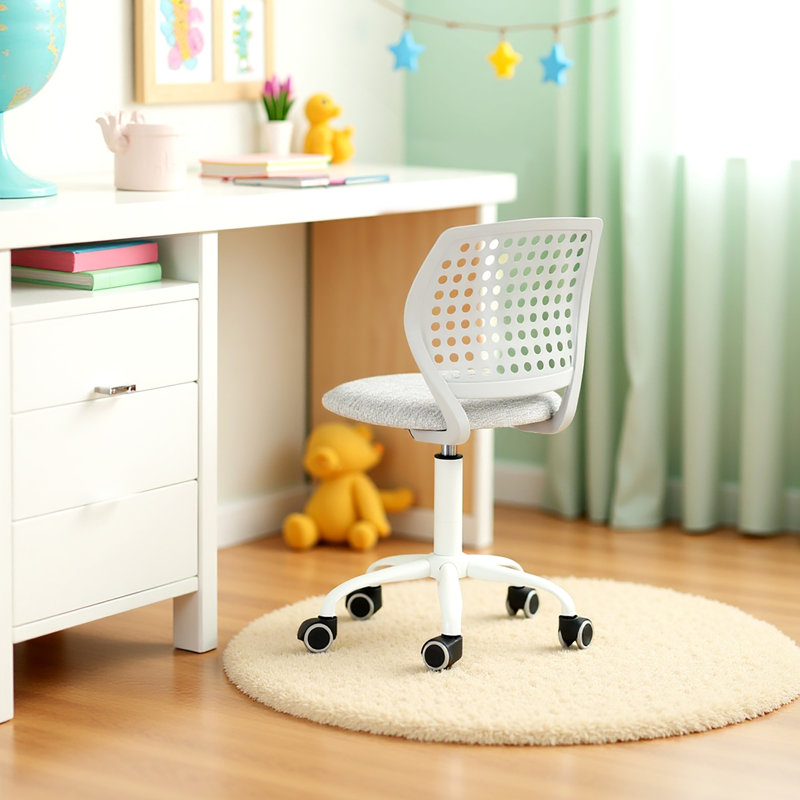Chaise de travail avec coussin rembourré Soft Farbic, chaise d'ordinateur pivotante réglable en hauteur pour adolescents