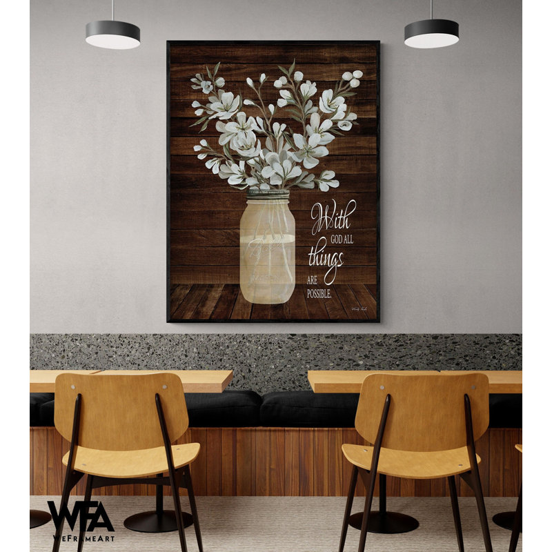 «All Things Are possible» par Cindy Jacobs, impression encadrée de Matthew 19:26, idée de cadeau de vase floral, décoration de maison moderne fleur délicate
