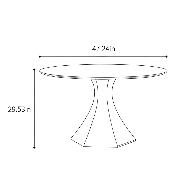 Nordic style retro simple dining table, 29.53"H x 47.24"L x 47.24"W