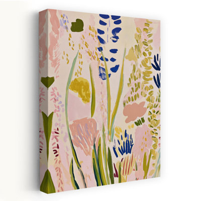 Vibrant Floral Abstract Abstract Colorful Modern Nature Spring Wall Art Print by Mathieu - Wrapped Canvas Print