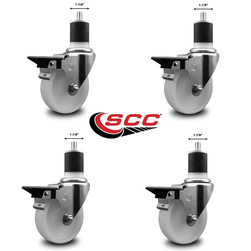 Ensemble de roulettes extensibles pivotantes en nylon 1-7 / 8 pouces avec frein SCC