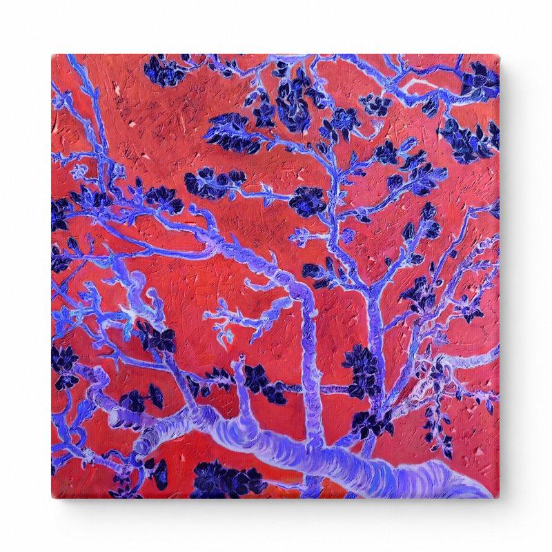 Fleurs d'amandier (1890) - art mural carré sur toile, 32" W x 32" H